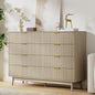 LYNSOM Fluted 8 Drawer Dresser for Bedroom, 55" Wide Modern Chest of Drawers with Curved Profile Design and Metal Handles, Wood Dresser TV Stand & Storage Organizer for Bedroom, Hallway, Beige