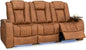 Seatcraft Diamante Zero-Gravity CoolZero Italian Leather Home Theater Seating, Power Headrest, Power Recline, Row of 3 Sofa, Tawny