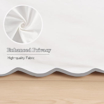 HIG Off-White Chic Full Bed Skirt - Easy Fit Scallop Edge Pleated Bedskirts, 14 Inch Drop Anti-Slip Dust Ruffle, Thick Fabric for Enhanced Privacy, Pre-Washed for Long-Lasting Use(N60022)