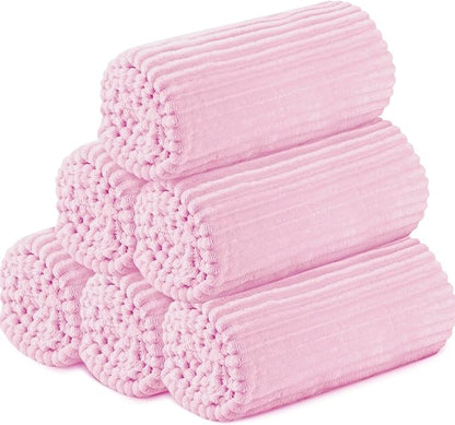 Buryeah 6 Pcs Flannel Throw Blanket Bulk 50 x 60 in Sleepover Blanket Outdoor Wedding Throw Lightweight, Oeko-tex Standard 100 Certified for Sofa Homeless Gifts (Pink)