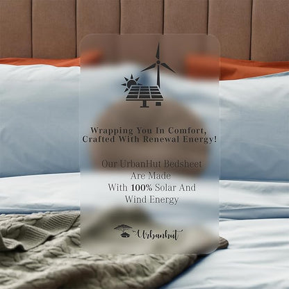 URBANHUT 800 Thread Count 100% Cotton Queen Size Sheets, Luxury 4 Piece Queen Bedsheets, Hotel Sheets Sateen Finish - Better Than Egyptian, 16" Elasticized Deep Pocket - Light Blue