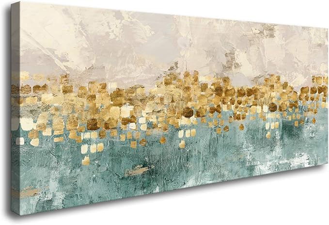 DZL Art A74675 Gold Abstract Canvas - Modern Contemporary Wall Art Decor Living Room