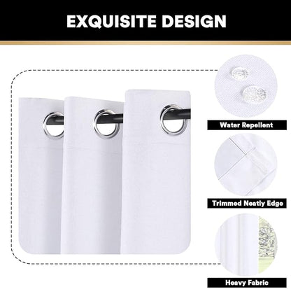 PrinceDeco White 100% Blackout Curtains 54" Long Blackout Curtains for Bedroom Linen Texture Solid Thermal Insulated with White Liner Luxury Decor for Nursery 52x54 Inch (2 Panels)