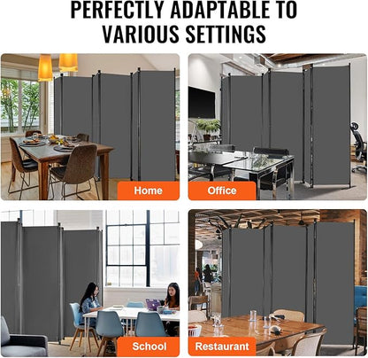 VEVOR Room Divider, 6 Panel Room Divider, Folding Privacy Screen and Portable Partition Divider for Room Separation, Freestanding Room Partitions for Office, Bedroom, Study, Grey