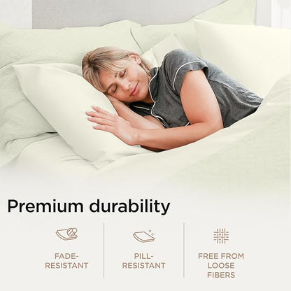 Threadmill Luxury Supima Cotton Sheets, Luxury 1200 Thread Count Soft 100% Cotton Sheets for Full Size Bed, 4 Pc Ivory Bed Sheets Full Set, 5-Star Hotel Quality Deep Pocket Bed Sheets Set