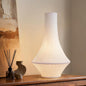 RONDURE 12.3" Modern Ceramic Table Lamp, Modern Bedside Lamps for Bedroom, Living Room and Nightstand, White Translucent Ceramic Shade, Warm Ambient Lighting, Corded, Bulb Included