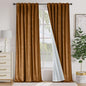 Lazzzy Gold Brown Velvet Curtains 108 Inches Long Blackout Thermal Insulated Room Darkening Lined Curtain Drapes Back Tab Window Treatments for Bedroom Living Room 2 Panels,52 x 108 Inch, Golden Brown