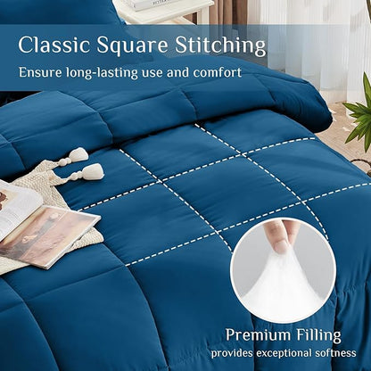 JOLLYVOGUE Queen Comforter Set, Ultra-Soft Bed in a Bag Queen Size 7 Pieces, Oeko-TEX Certified Bedding Set with Down Alternative Comforter, Sheets, Pillowcases & Shams, Teal