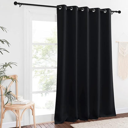 NICETOWN Black Out 110 inch Curtain for Sliding Door, Grommet Thermal Insulated Blackout Curtain Window Treatment Sound Reducing for Bedroom/Living Room, W66 x L110, 1 Panel