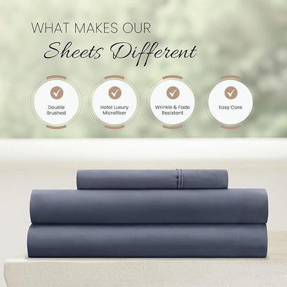 Linen Market Bed Sheets for Twin Size Bed (Stone) - Sleep Better Than Ever with These Soft and Cooling Twin Sheets - Deep Pocket Fits 16" Thick Beds - 4 Piece Twin Sheet Set