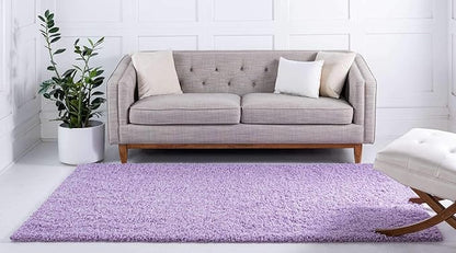 Unique Loom Solid Shag Collection Area Rug (8' x 11' Rectangle, Lilac)
