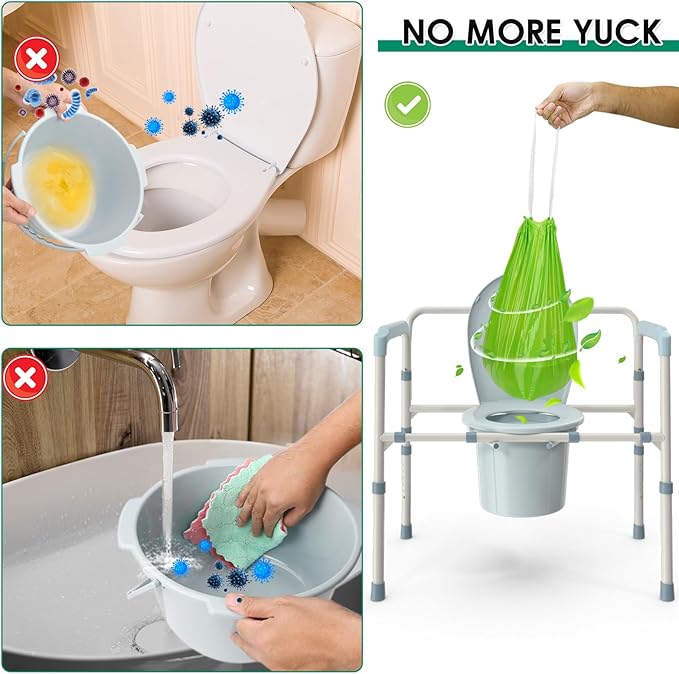 BOOWOO Bedside Commode Liners, 100 Leakproof Toilet Liners for Bedside Commode, Scented Adult Potty Chair Liners, Commode Liners for Commode Chair, Bedpan, Bucket Toilet (100 Bags Only)