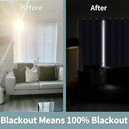 BGment Thermal Insulated 100% Blackout Curtains for Bedroom with Black Liner, Double Layer Full Room Darkening Noise Reducing Grommet Curtain (42 x 45 Inch, Lavender, 2 Panels)