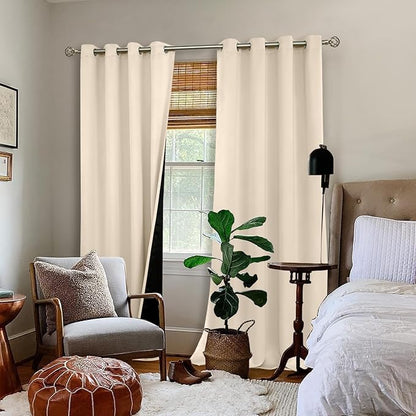 BGment Thermal Insulated 100% Blackout Curtains 108 Inch Length 2 Panels, Total Light Blocking Curtains for Bedroom, Grommet Window Drapes with Thick Black Liner, 52 Inch Wide Each Panel, Champagne