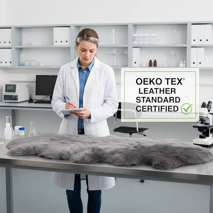 Premium Gray Sheepskin Rug Genuine Fur Bedside Runner 2x6ft - Great for Soothing Feet - Ethically Sourced Sheep Fur Rugs - Sheepskins Wool Runner