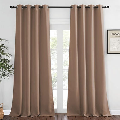 NICETOWN Blackout Window Curtain Extra Long - (W52 x L120, Cappuccino, 1 Piece) Thermal Insulated Soft Curtain Panel for Living Room Window Treatment Drape