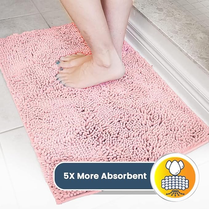 Muddy Mat® | Super Absorbent Door Mat Indoor, Microfiber Quick Dry Chenille Entryway Rug, Non-Slip Front Door Mat, Indoor Mats for Entryway, Machine Washable Pet Rug, Pink 24"x35"
