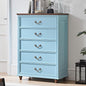 Farmhouse 5 Drawer Dresser for Bedroom, 45" Tall Rustic Chests of Drawers w/ 4 Solid Wood Feet, Mid Century Modern Wooden Closet Storage Dressers Organizer for Living Room, Hallway, Light Blue