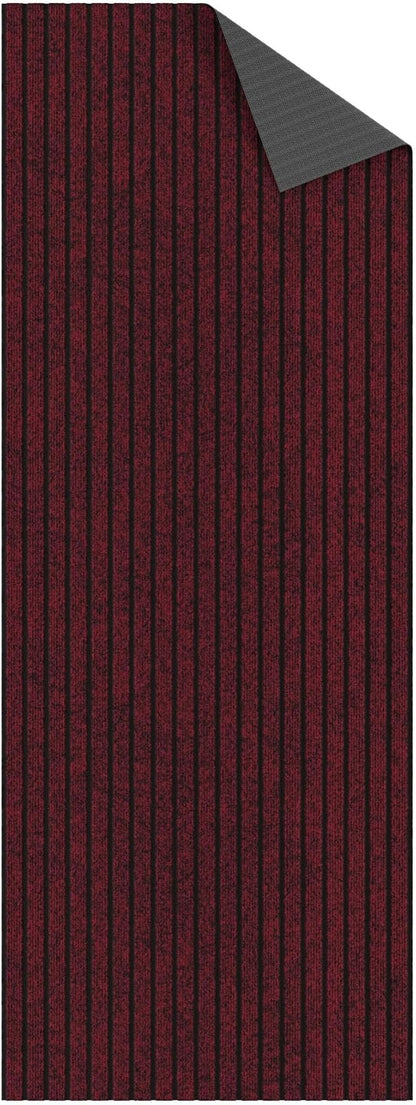 Ottomanson 2'7" x 9' Hallway Runner with Scraper Pile Extra Durable Non-Slip Rug Mat for Indoor & Outdoor Use - Ideal for Kitchen, Entryway, Patio & Garage - High-Traffic Carpet, Red