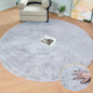 Washable Furry 5ft Round Area Rugs for Living Room Bedroom Light Grey Circle Faux Rabbit Shaggy Fur Rug Teen Room Décor