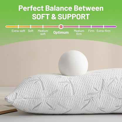 Full Body Pillow with Removable Pillowcase for Adults,（Memory Foam Filling）（Long Pillow for Side Sleepers） （Fluffy and Firm）（Adjustable Filling）（20×54 Inch，White）