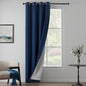 Navy Blue 3-in-1 Heavy Soundproof Curtains Full Blackout Curtains for Bedroom Energy Saving Winter Drapes Grommet Thermal Insulation Room Divider Drapes for Living Room (1 Panel, Navy Blue, 50" x 96")