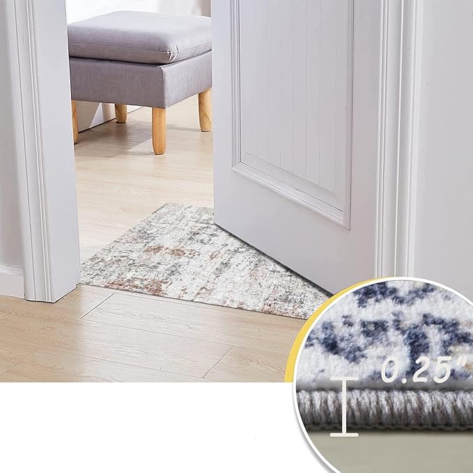 5x7 Area Rugs - Ultra-Thin Washable Rug with Non-Slip Backing, Ideal for Living Room, Bedroom, Kitchen Floor Carpet - Modern Abstract Style, Easy Clean, Durable, Low Pile Rug Brown Black