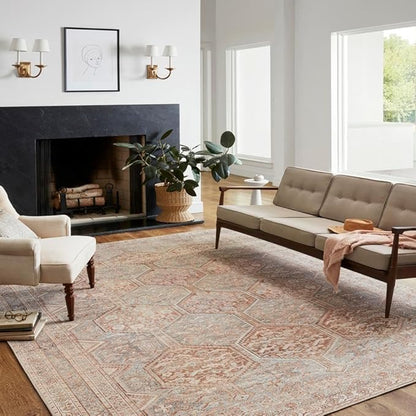 Loloi Chris Loves Julia Jules Collection JUL-04 Tangerine/Mist 5'-0'' x 7'-6'', .13" Pile Height, Area Rug