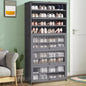 Bamboo Shoe Cabinet with Acrylic Door,10-Tier Shoe Storage Rack, 40-45 Pairs Freestanding Shoe Rack, Entrance Shoe Cabinet for Hallway Living Room