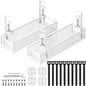 Cable Management, 2 Pack Cable Management Under Desk No Drill, Metal Cord Organizer with Clamp for Standing Desk, Cable Organizer for Home Office, White