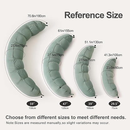Peallow(Pat. Pend) – Long Round Body Pillow for Adults, Bolster Pillow for Sleeping, Soft and Supportive Pillow for Sleeping & Lumbar Support(Willow Green,59")