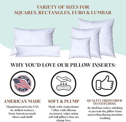 Pillowflex Synthetic Down Pillow Insert - 16x40 Down Alternative Pillow, Ultra Soft, Large Rectangle Body Sleeping Pillow, Lumbar, Long, Back - 1 Decorative Pillow Form