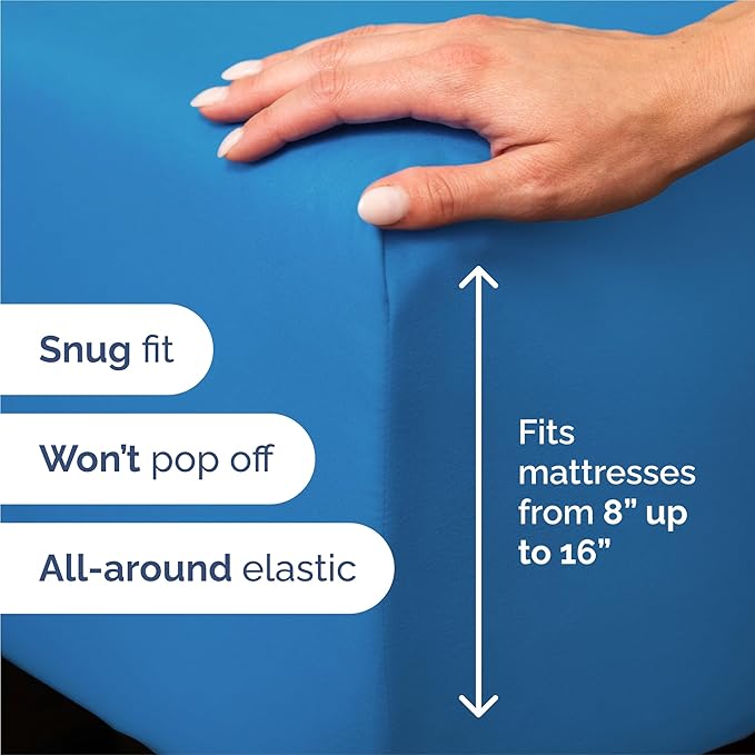 Split King 7 Piece Sheet Set - Cooling & Breathable - Hotel Luxury Bedding, Includes Fitted Sheets for Women, Men, Kids & Teens - 1 Flat, 2 Fitted Sheets, 4 Pillowcases w/Deep Pockets - Royal Blue