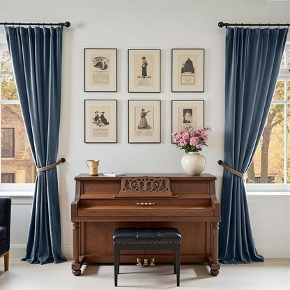 Lazzzy Velvet Blackout Curtains Thermal Insulated Room Window Drapes Super Soft Luxury Curtains for Living Room Bedroom Rod Pocket 2 Panels, Dark Slate, 42" W x 96" L