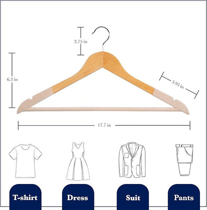 Wooden Hangers 20 Pack | Non-Slip Velvet Suit Hangers for Men | Luxury Velvet Hanger for Dresses, Coats, Jackets & Pants for Women and Men| Heavy-Duty Clothes Hanger - Beige – SAMSARC