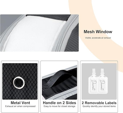 Comforter Storage Bag - Large Capacity Bedding Storage Bags Ultra Space Saving Self Compression Organizer, Washable Compression Bags for Storage Comforter Blanket Duvet Pillow, 2-Pack, Black