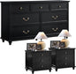 Farmhouse Dresser and Nightstand Sets 3 Piece, Nightstands Set of 2 and 7 Drawers for Bedroom, 54" Wide Dresser and 24" Inch Night Stand Set for Bedroom, Living Room, Hallway