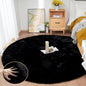 Round Rugs 6ft Faux Rabbit Fur Rug Fluffy Rug for Bedroom Black Faux Fur Machine Washable Area Rugs Living Room Teen Room Home Decor