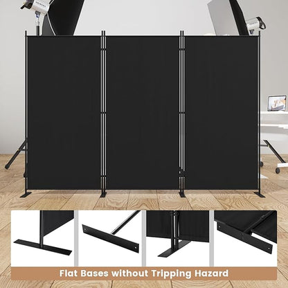 C-Hopetree 3 Panels Room Divider, 6 Ft Tall Indoor Folding Privacy Screen, Portable Partition Separator, Freestanding Separation Temporary Wall for Office, Bedroom, 102" W X 71" H, Black
