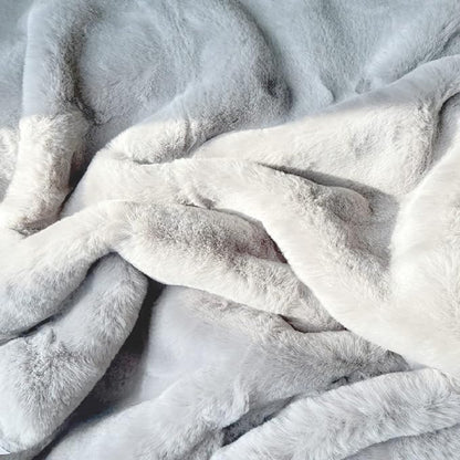 Faux Rabbit Fur Washable Rugs for Bedroom Light Grey Fluffy Rug for Living Room Non Slip Faux Fur Rug for Hallway 2x6 Shaped Rugs