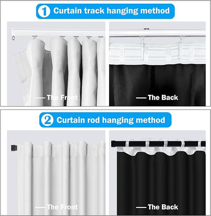 Room Divider Curtain - Total Blackout Privacy Panel, Thermal Insulated, Noise Reduction for Bedroom, Living Room, Window - Ceiling Track W 100 × H 84 in White