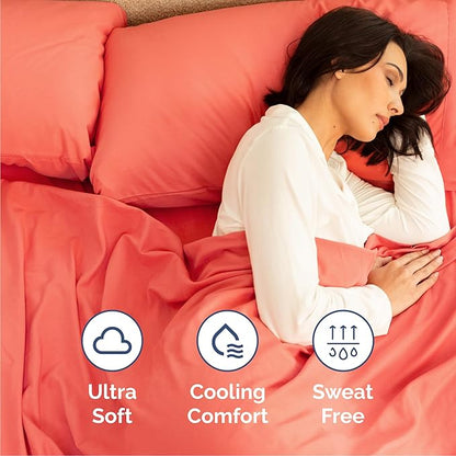 Cal King 6 Piece Sheet Set - Cooling, Comfy & Breathable - Hotel Luxury Bedding, Includes Fitted Sheet for Women, Men, Kids & Teens - 1 Flat, 1 Fitted Sheet, 4 Pillowcases with Deep Pockets - Coral
