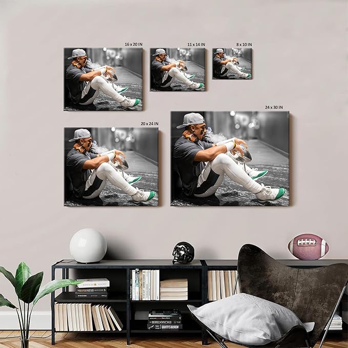 B.B.F MAKE 2025 Super Canvas Bowl Wall Art Champions Eagles Poster Print Philadelphia Hurts Painting Canvas Wall Decor Sports Star Picture Modern Bedroom Living Room Home Decoration, Framed 24x30inch