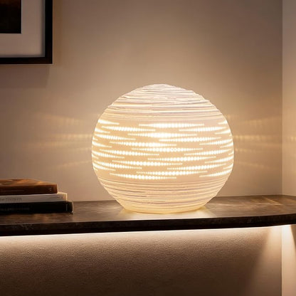 RONDURE 8.7" Modern Ceramic Table Lamp, Modern Bedside Lamps for Bedroom, Living Room and Nightstand, White Translucent Ceramic Shade, Warm Ambient Lighting, Corded