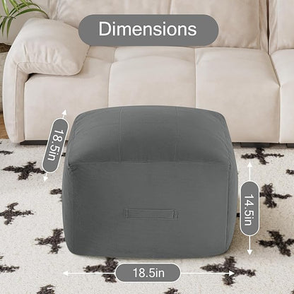 MeMoreCool Square Stuffed Pouf Ottoman Foot Rest, Floor Pouf Foot Stool with Foam Chunk Filling, Soft Stuffed Ottoman Footrest for Living Room