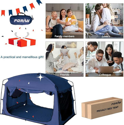Bed Tent,Portable Privacy Sleeping Bed Canopy,Blackout 90% Drapes for Kids and Adult,Indoor Space Tent with Breathable Large Mesh Windows