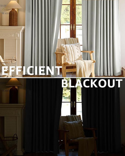 jinchan Chenille Blackout Curtains 108 Inches Long Light Grey Thermal Insulated Curtains for Living Room Bedroom 2 Panels Noise Reducing Drapes Back Tab Full Privacy Window Curtains 50x108 Inch