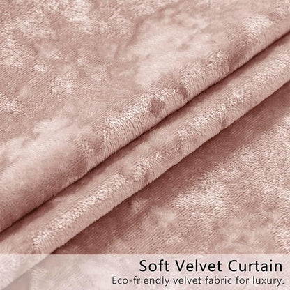 SMILETIME Pink Crushed Velvet Curtains 52x108 inch Luxurious Thermal Insulated Soundproof Drapes for Living Room Bedroom Office Soft and Durable Light-Filtering Window Treatments, 2 Panels