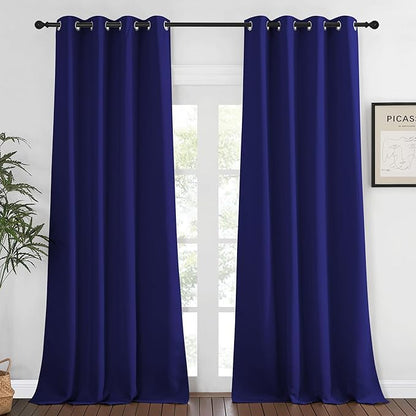NICETOWN Blackout Window Curtain 95 inch Length - Room Darkening Thermal Insulated Grommet Large Window Treatment Light Blocking for Bedroom/Doorway (Navy Blue, 1 Panel, W52 x L90)