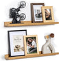 Fun Memories Picture Ledge Shelf, 24 Inch Floating Shelves Set of 2, Nursery Book Shelves for Toys Storage, Kids Bookshelf Wall Mounted for Wall Decor Books Photo Frames, Oak